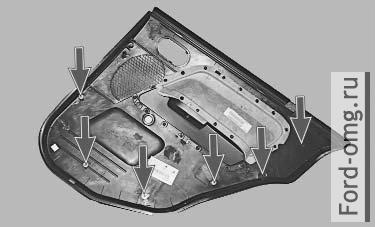 Снятие и установка обивки задней двери